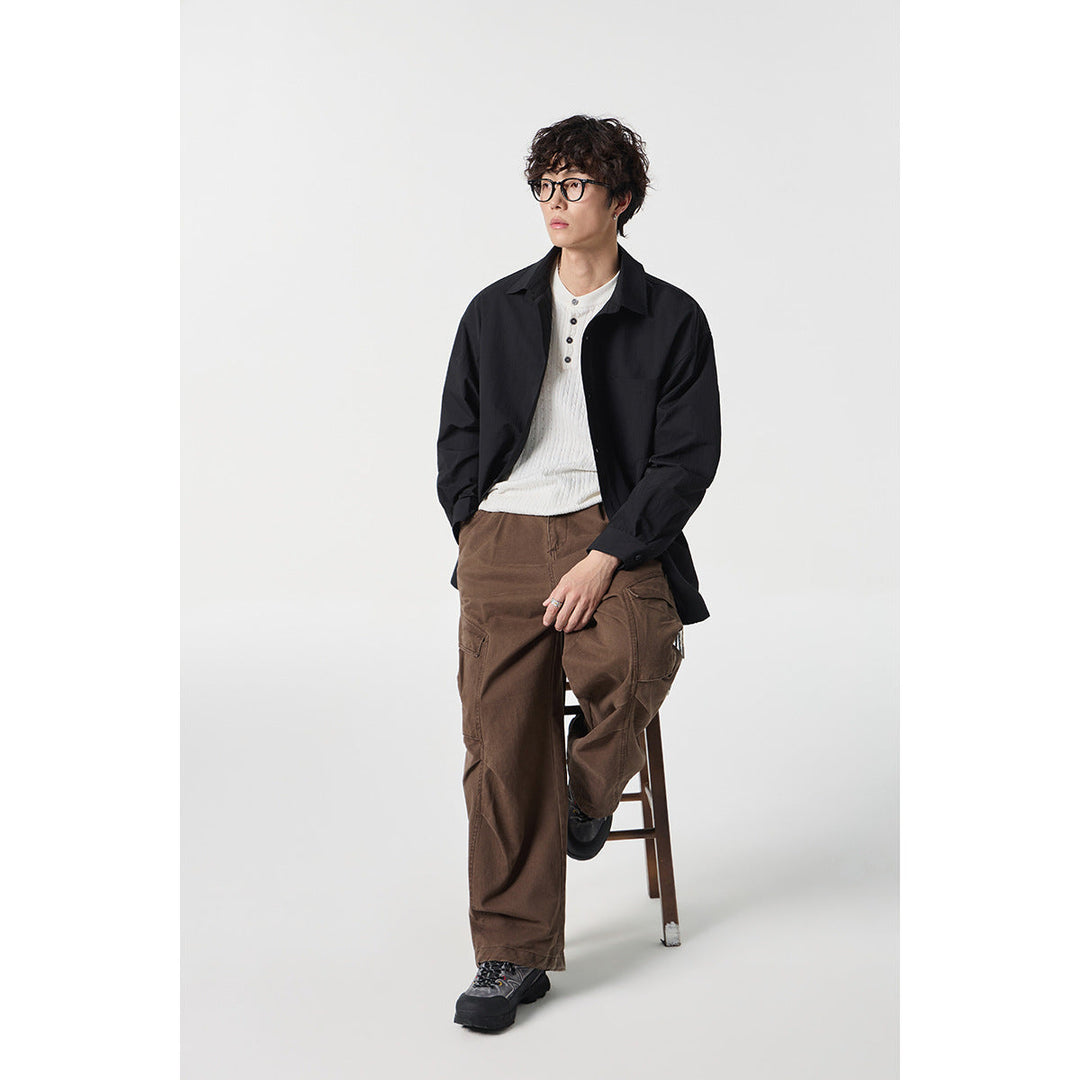 Unisex Rutig Overshirt i Patchwork Look med Bröstficka
