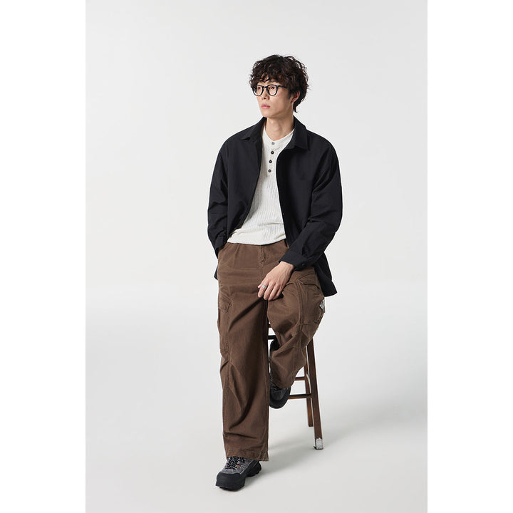Unisex Rutig Overshirt i Patchwork Look med Bröstficka