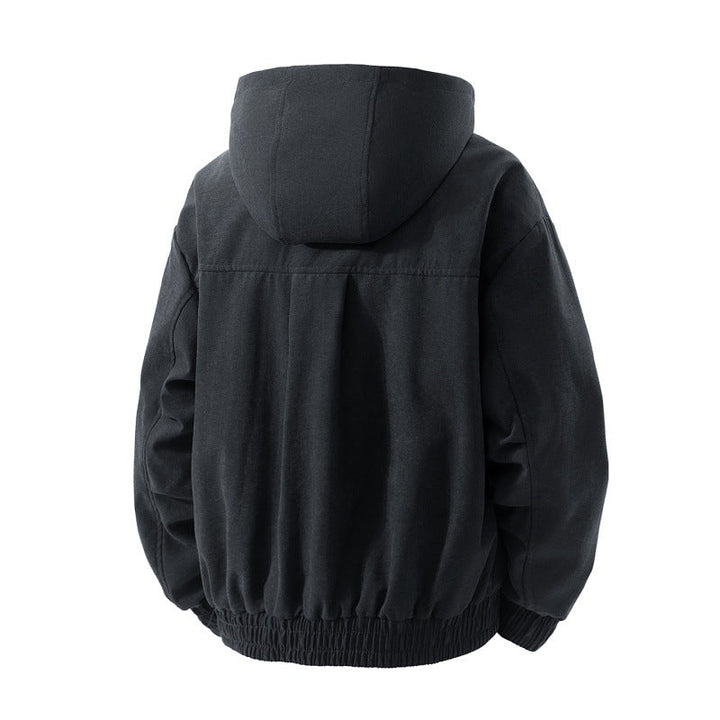 Herr Vadderad Jacka med Huva med Rutig Fleece Foder, Elastic Fåll och Concealed Dragkedja