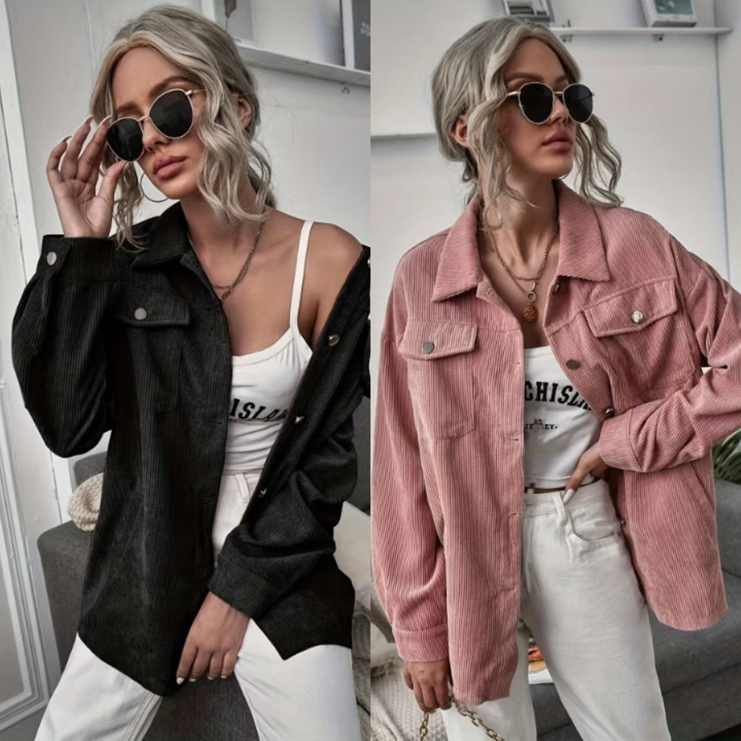 Dam manchester overshirt med påsydda fickor och oversized skärning