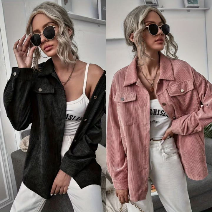 Dam manchester overshirt med påsydda fickor och oversized skärning