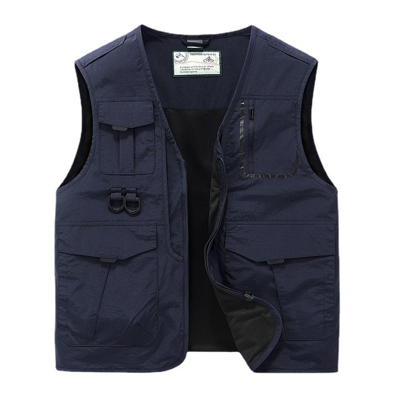 Herr Fotografering och Utomhus Utility Väst med Multifunctional Fickor och D-Ring Attachments