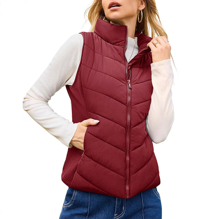 Dam vadderad waistcoat med hög ståkrage
