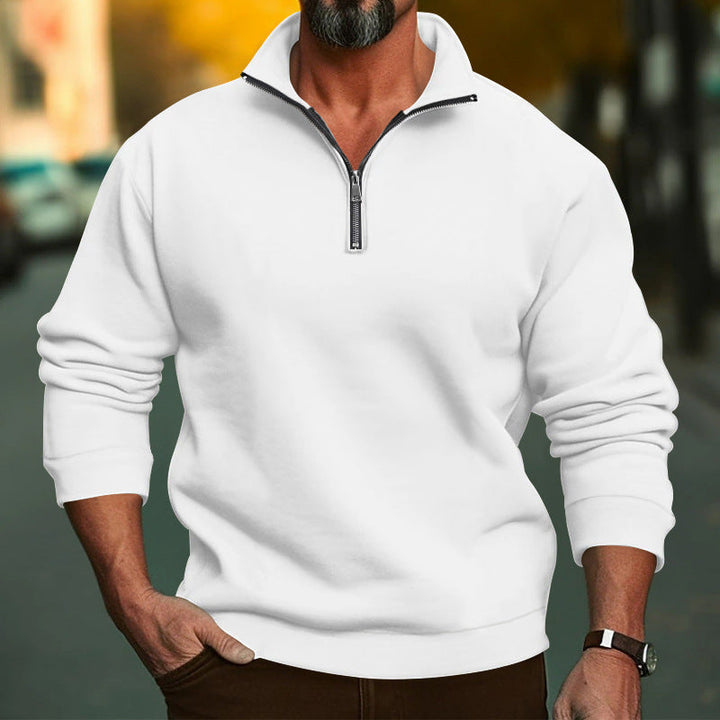 Herr Ledig College-Tröja med Dragkedja Ståkrage och Mjuk Brushed Fleece Inside