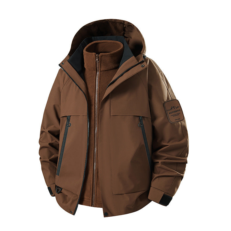 Herr Multifunctional Vattentät Softshell Regnjacka med Uttagbar Fleece Inre Jacka