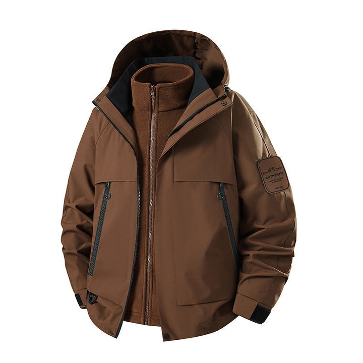 Herr Multifunctional Vattentät Softshell Regnjacka med Uttagbar Fleece Inre Jacka
