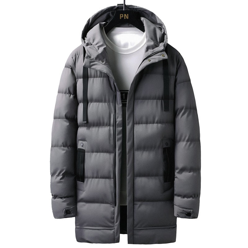 Herr Lång Quiltad Termisk Parkas med Huva, Dragkedja &amp; Funktion Fickor