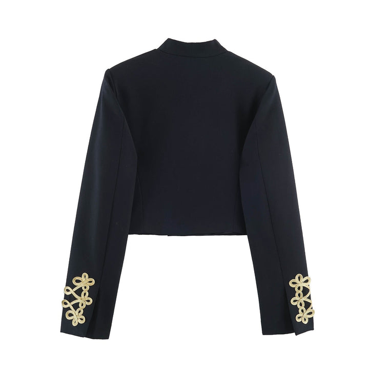 Dam Kort Parade Jacka i Military Look med Guld Embellished Cord Application