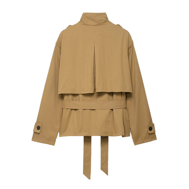 Dam 10+ Tailored Kort Fältjacka med Tie Belt och Shoulder Patches