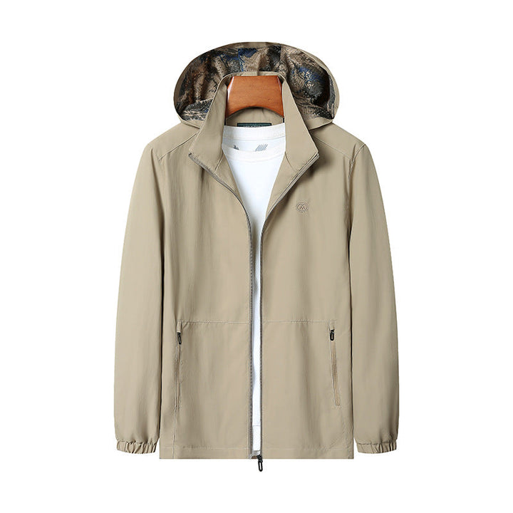 Herr Lätt Wind och Water Resistant Luvtröja Jacka med Kamouflage Foder