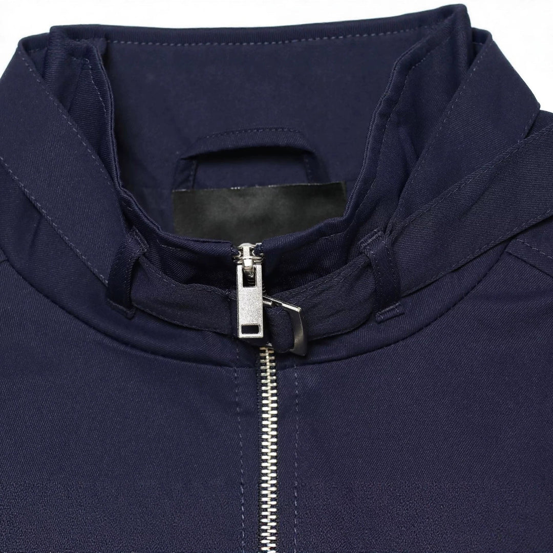 Dam Kort Nylon Blouson med Hög Stå Krage och Gathered Balloon Ärmar