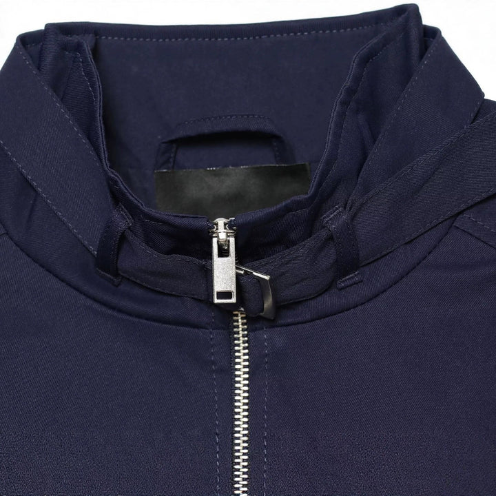 Dam Kort Nylon Blouson med Hög Stå Krage och Gathered Balloon Ärmar