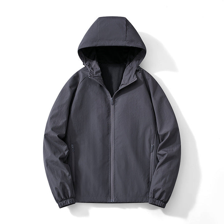 Herr Ultralight med huva Windbreaker med ventilerande meshfoder och dold dragkedja