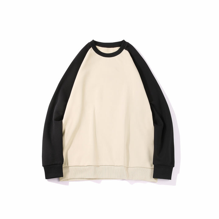 Herr Raglan College-Tröja med Contrast Ärmar, Mjuk Fleece Foder, och Ribbad Fåll