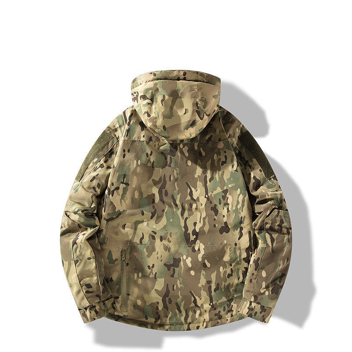 Herr Quiltad Tactical Vinter Jacka med Huva och Vattenavvisande Yttre Material