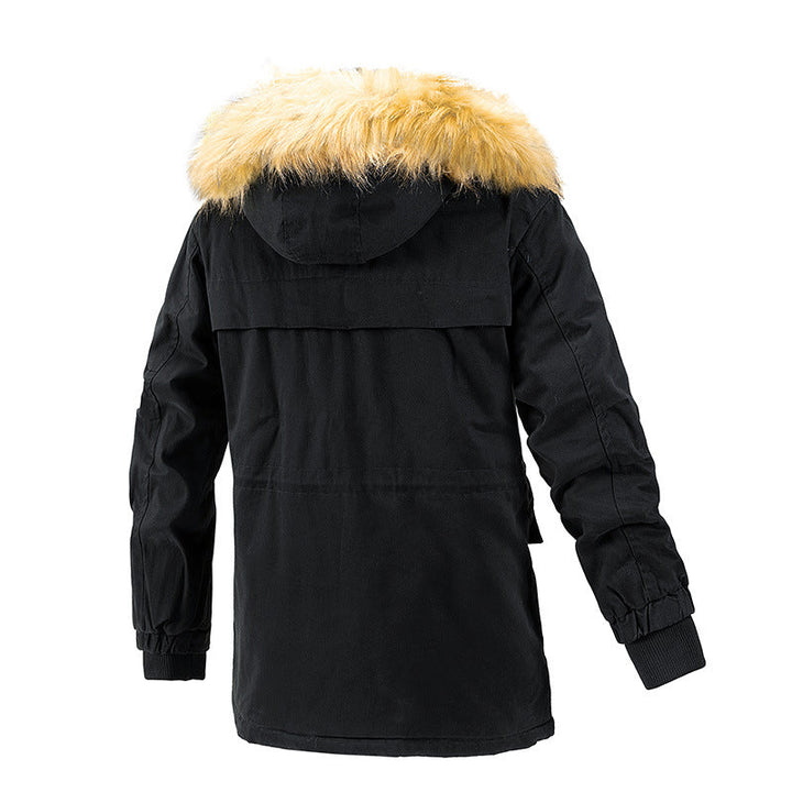 Herr Vinter Skydd Parkas med Värmande Teddyfoder, Avtagbar Imitation Päls Huva, och Förstärkt Funktion Fickor