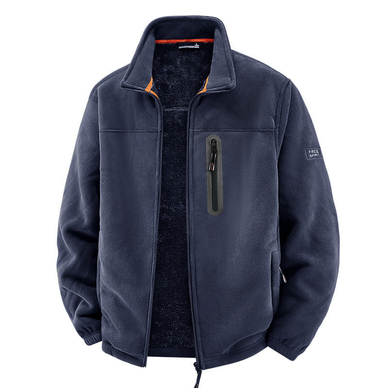 Herr Termisk Fleece Frilufts Jacka med Teddyfoder, Bröst Dragkedja &amp; Vindtät Yta