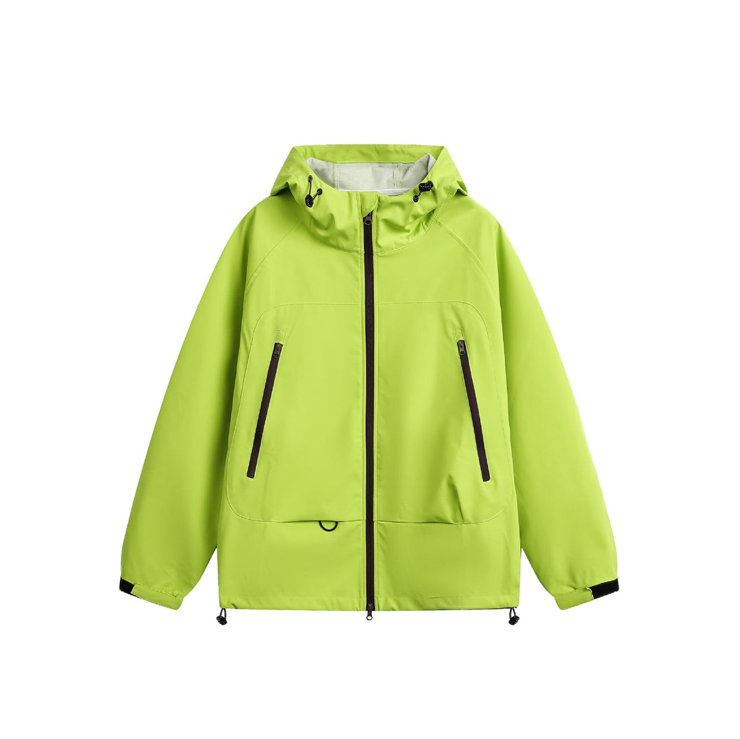 Dam Vattentät Softshell Regnjacka med Huva, Adjustable Fåll och Contrasting Dragkedjor