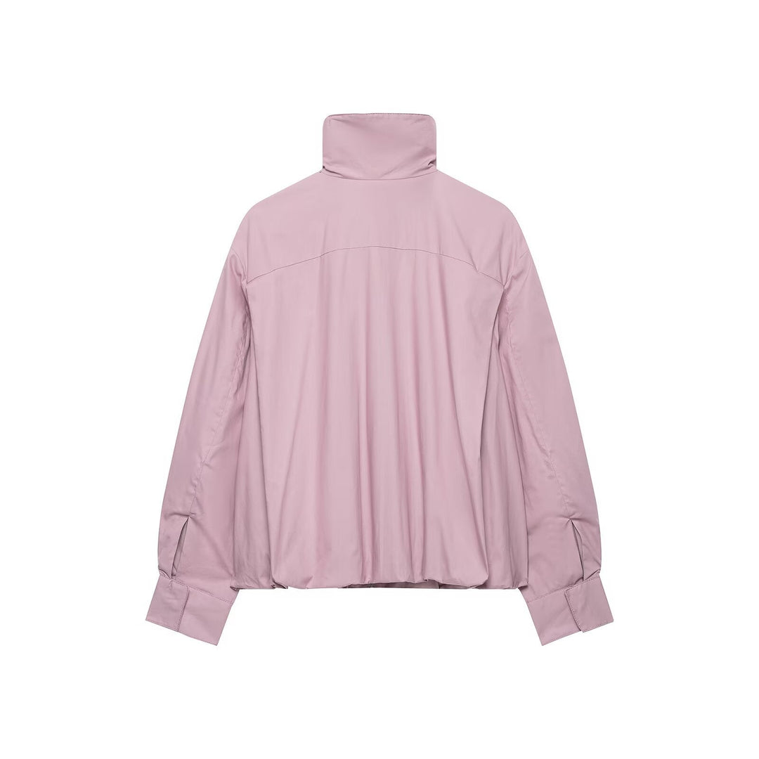 Dam Lätt Kort Windbreaker med Hög Stå Krage och Wide Raglan Ärmar