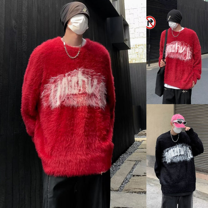 Herr Trendy Oversized Tröja med Eye-Catching Tryck