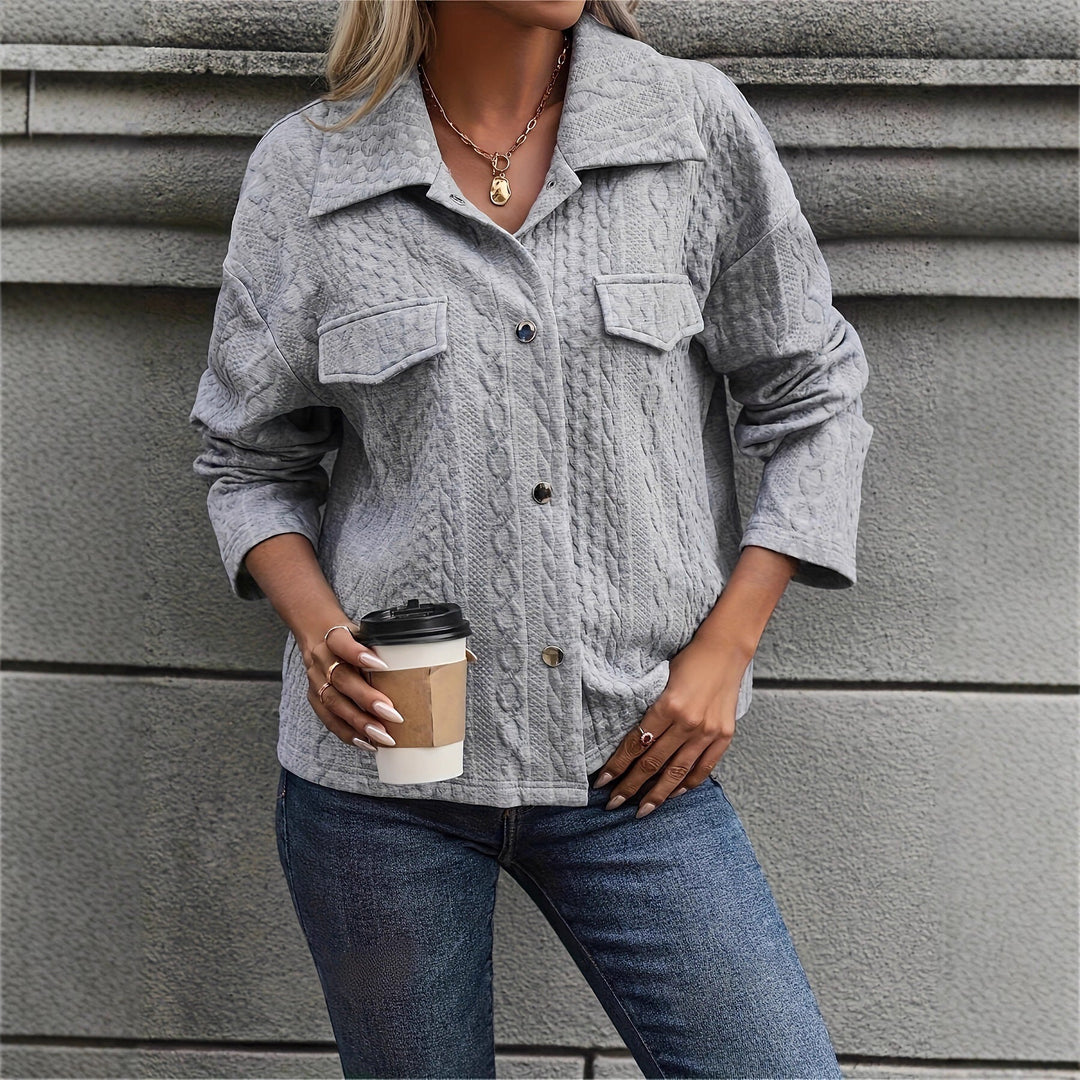 Dam Structured quiltad Shirt jacka med Flap fickor