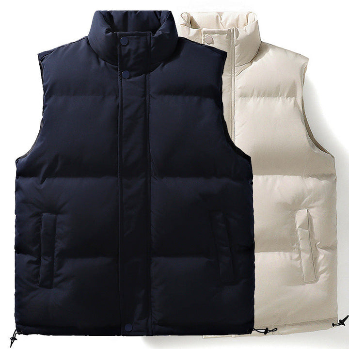 Dam oversize Puffer väst med hög Standing krage, fram Placket, och justerbar dragsko fåll