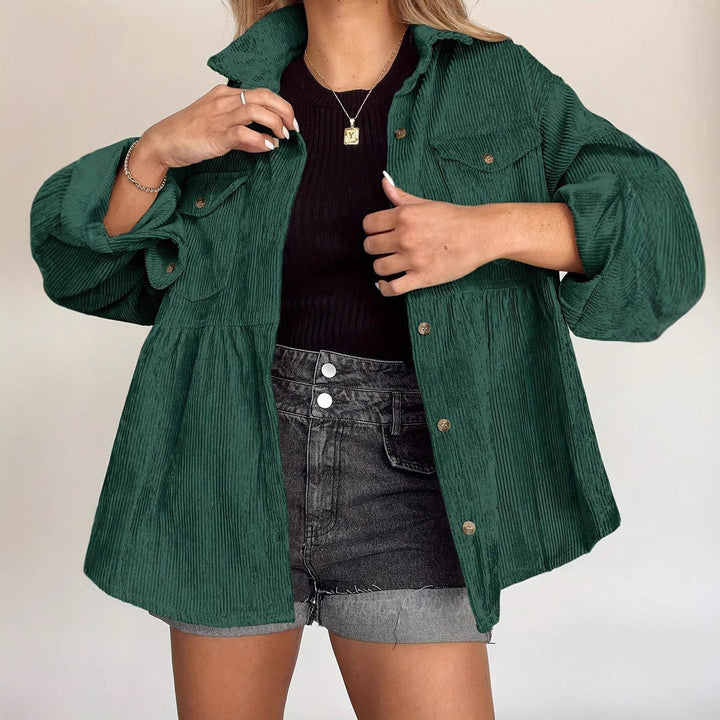 Dam oversized manchester jacka i Shacket stil med Gathered Waist Area