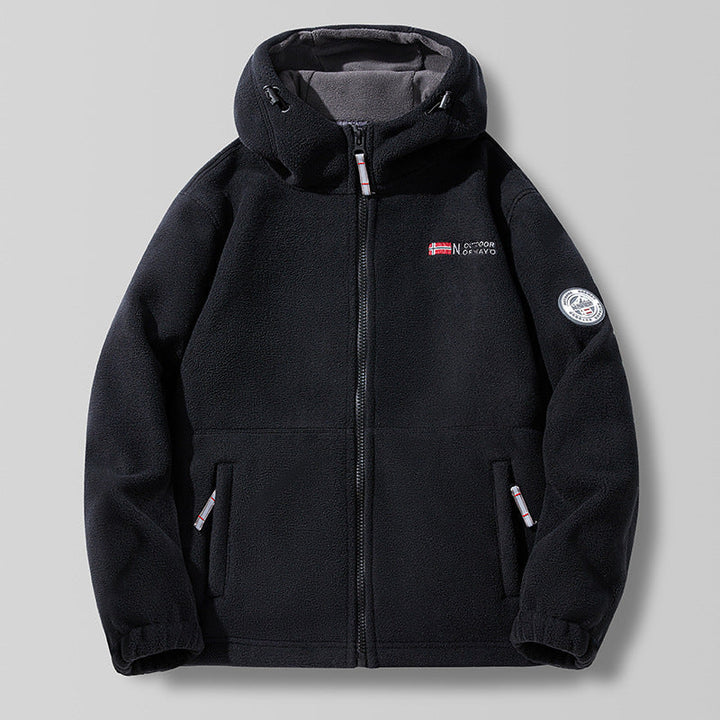 Herr Fleece Luvtröja med Teddy Foder, Hög Krage &amp; Hel-Length Dragkedja