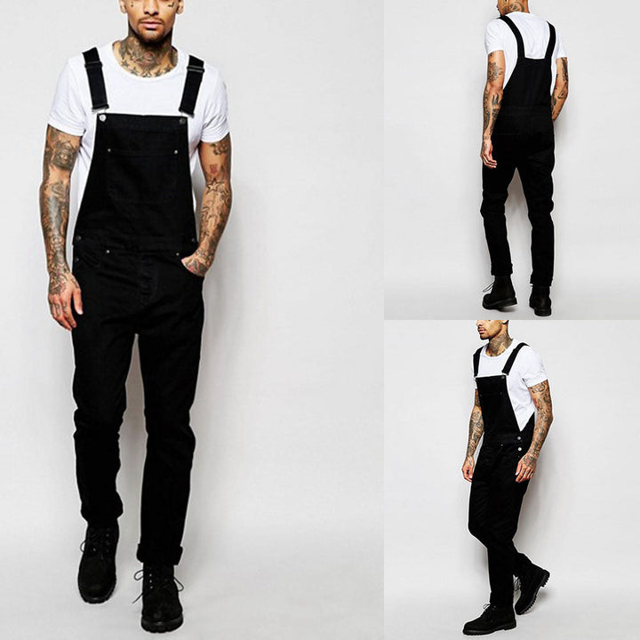 Herr casual Denim Overalls med Justerbar Straps och modern Passform