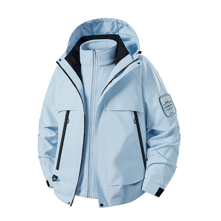 Herr Multifunctional Vattentät Softshell Regnjacka med Uttagbar Fleece Inre Jacka
