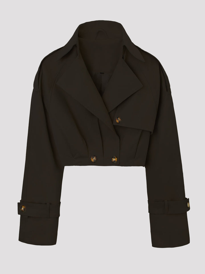 Dam kort jacka in trenchcoat stil med vid lapels