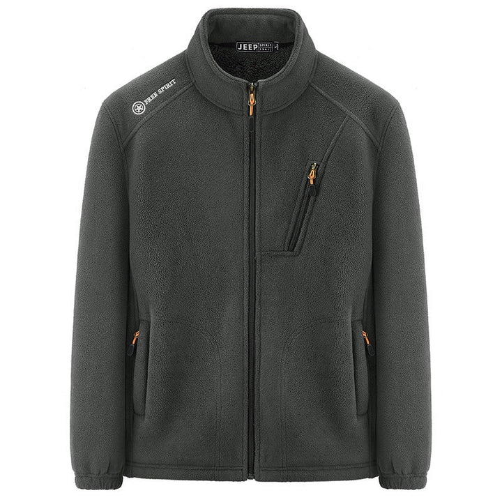 Herr Termisk Fleece Jacka med Sherpa Foder, Stående Krage och Zippered Fickor