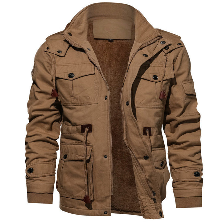 Herr Multifunctional Canvas Intermediate Parka med Teddy Fleecefoder och Utility Fickor