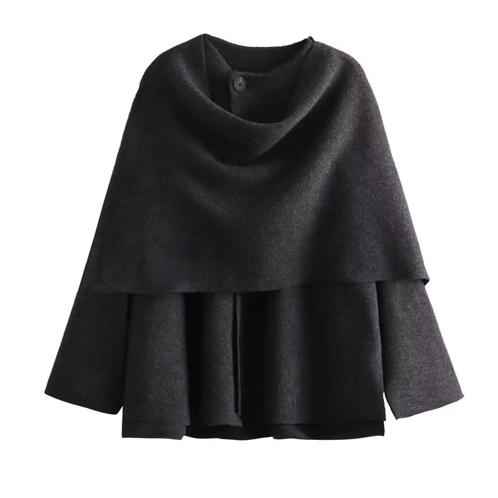 Dam Asymmetrical Poncho-Like Jacka Gjord av Mjuk Material