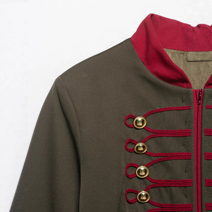 Dam Marshal jacka in military stil med cord trim och ståkrage