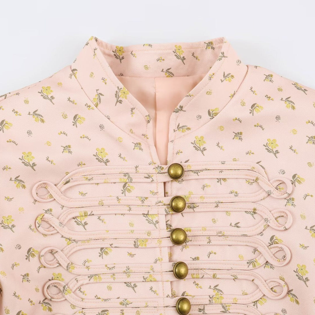 Dam Skräddarsydd Kort Jacka med Decorative Lacing och Ståkrage