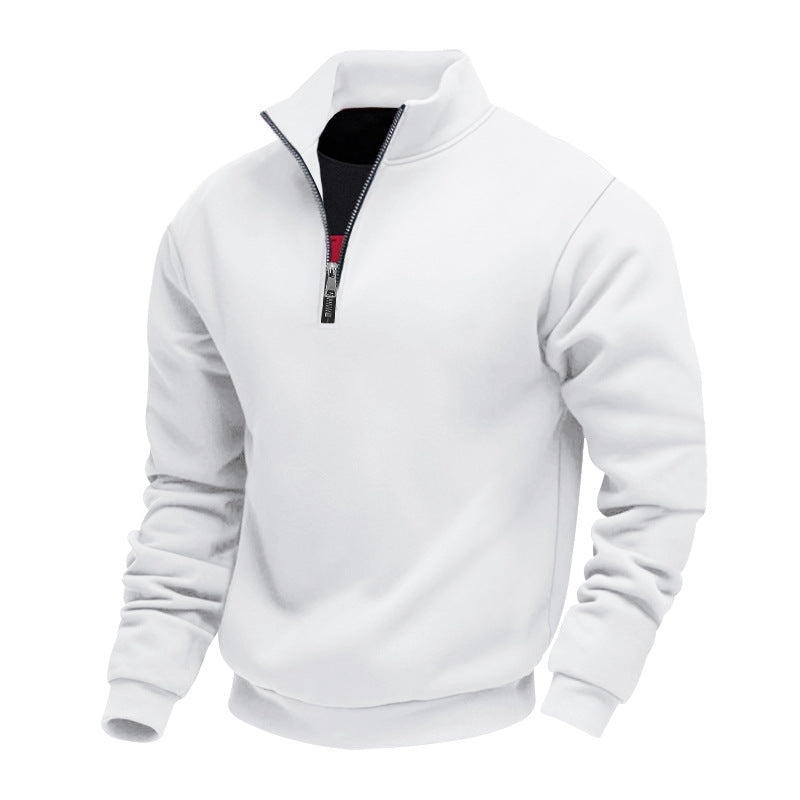 Herr Lätt Fleece Pullover med Ståkrage och Halv-Length Dragkedja