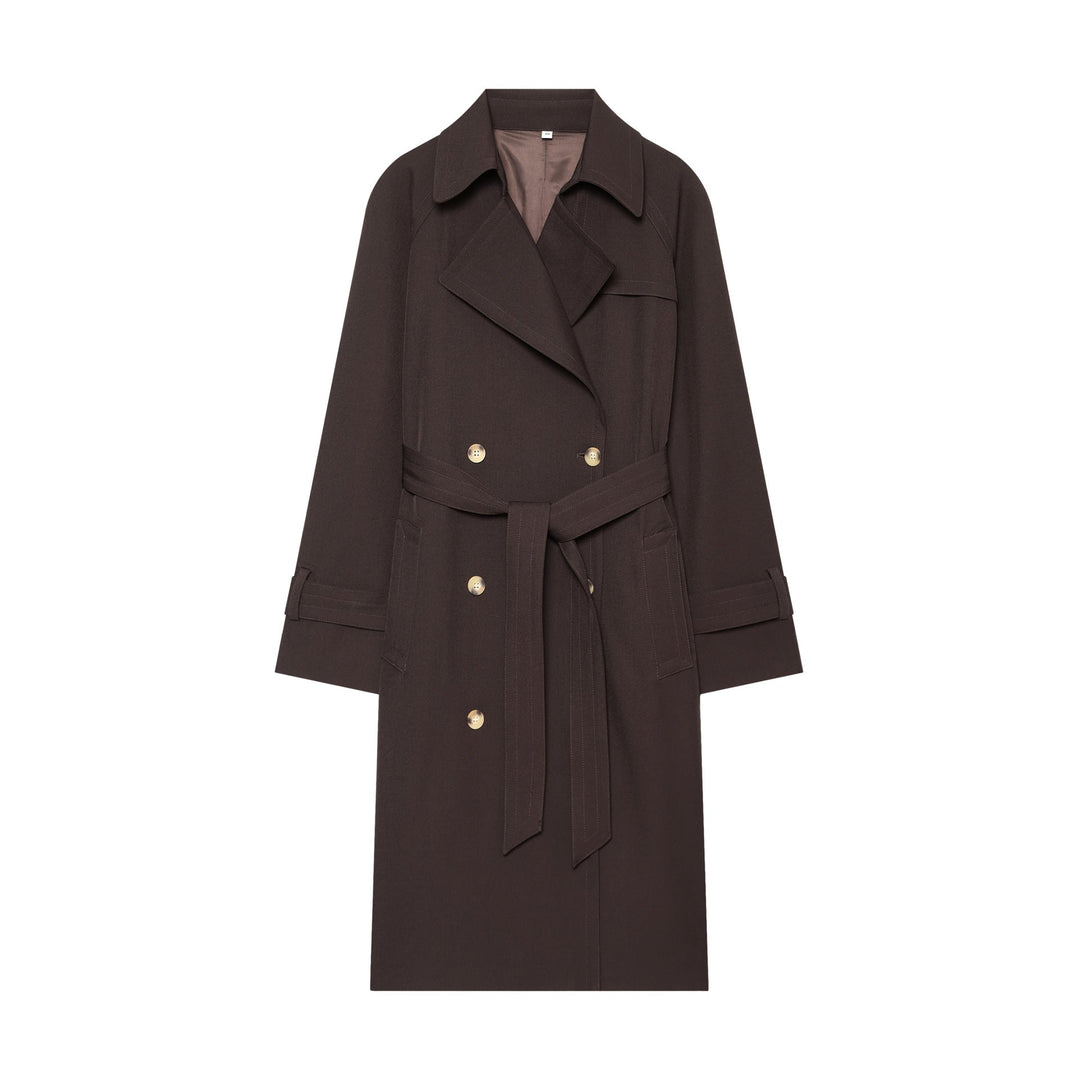 Dam Double-Breasted Tailored Trenchcoat med Tie Belt och Dropped Shoulders