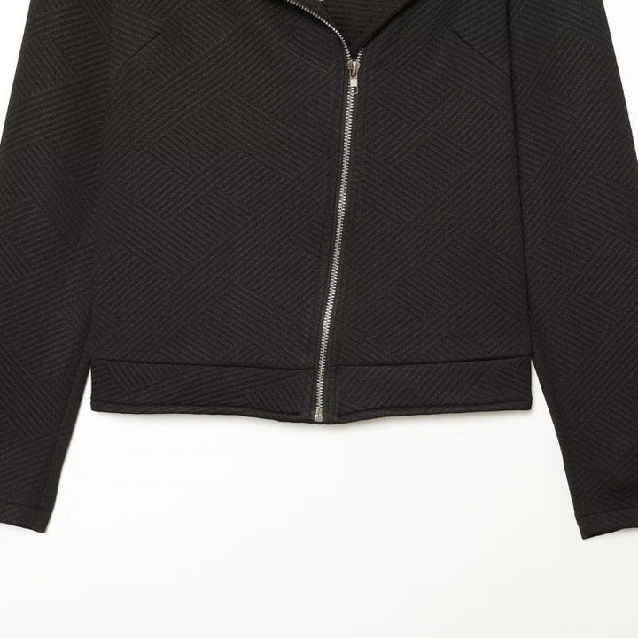 Dam Structured Biker Blazer med Asymmetrisk Dragkedja och Silver Details
