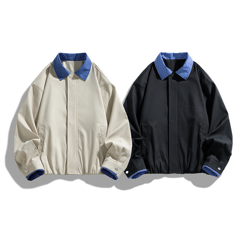 Dam Fashion Blouson Jacka med Check Krage