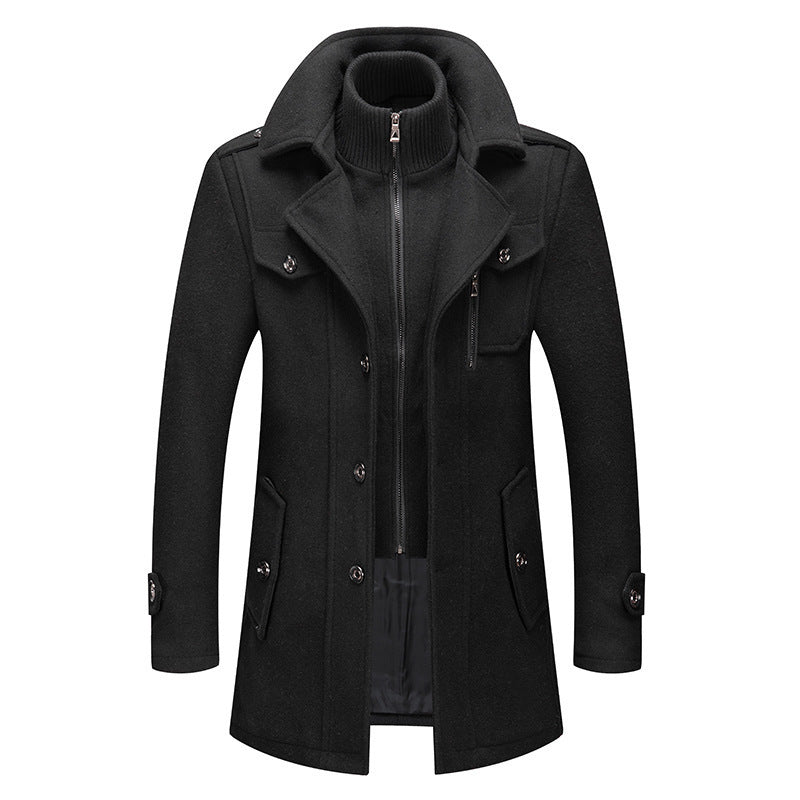 Herr Ull Blandning Overcoat med Uttagbar Quiltad Inre Jacka