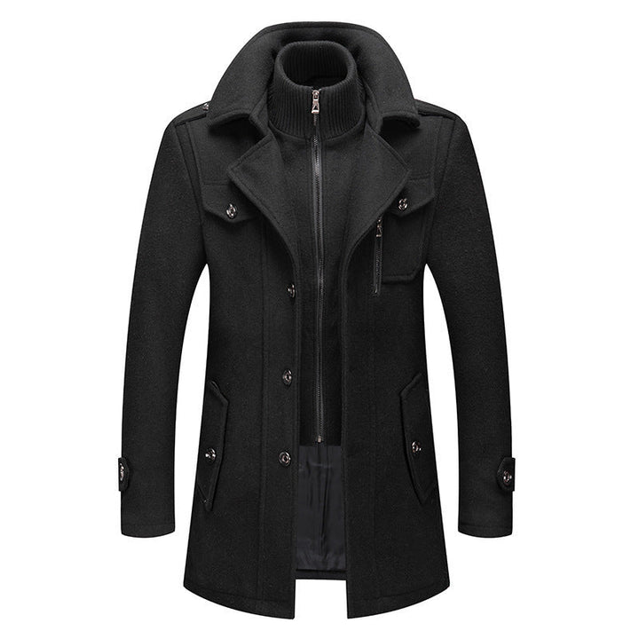 Herr Ull Blandning Overcoat med Uttagbar Quiltad Inre Jacka