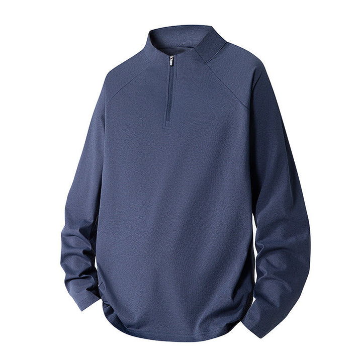 Herr Minimalistisk Halv Dragkedja College-Tröja med Teknisk Jersey och Extended Fåll