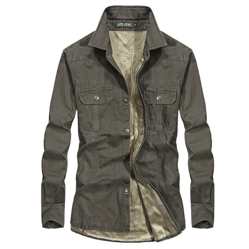 Herr Lightly Vadderad Canvas Worker Skjortjacka med Bröst Lock Fickor