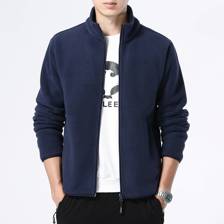 Herr Fleece Jacka med Ståkrage, Fullängd Dragkedja &amp; Sidofickor