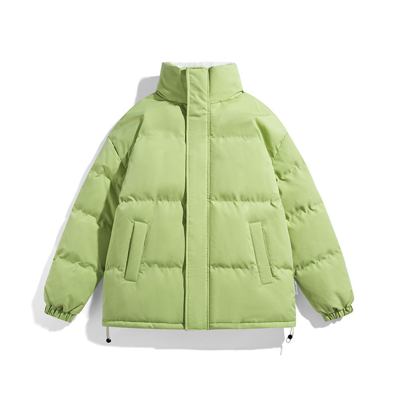 Unisex Boxy pufferjacka med hög ståkrage, dold dragkedja och justerbar dragsko fåll