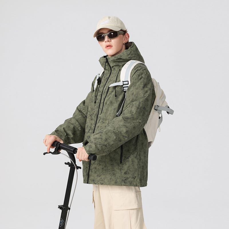 Herr Vattentät Andningsbar Frilufts Softshell Jacka med Taped Sömmar och Huva Drune