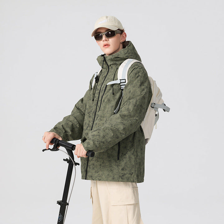 Herr Vattentät Andningsbar Frilufts Softshell Jacka med Taped Sömmar och Huva Drune