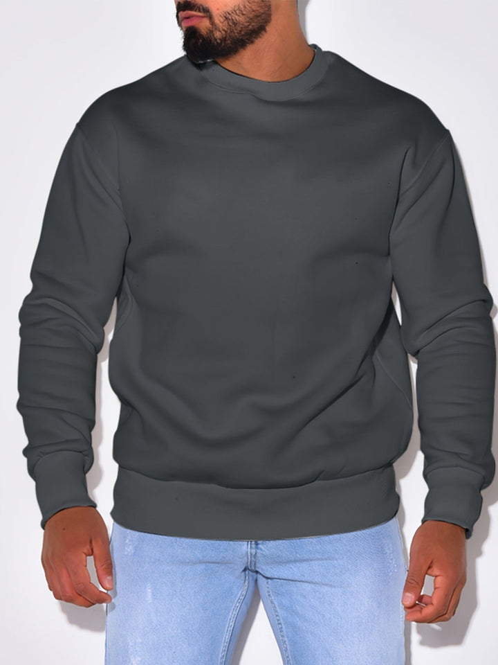 Herr Ledig Crew Neck College-Tröja med Ribbstickade Muddar