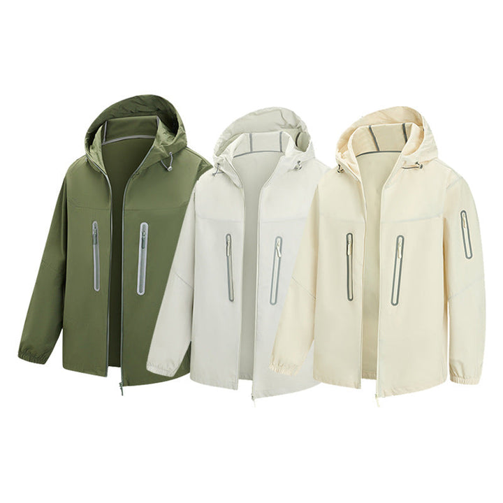 Herr Packbar Teknisk Softshell Jacka med Huva, Taped Dragkedjor och Bröstfickor